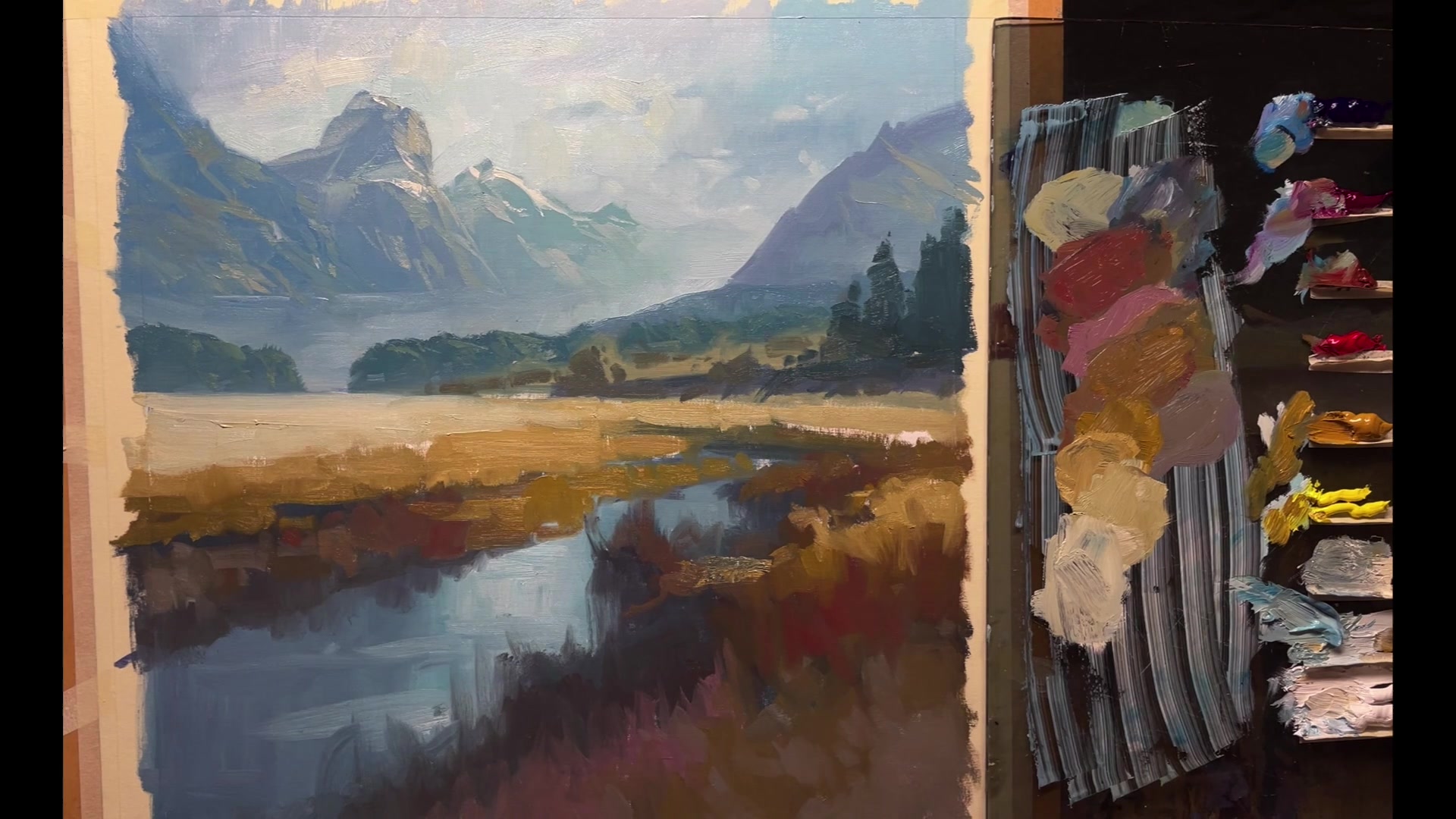 Step 29 — Palette Knife Techniques (video frame from the lesson)