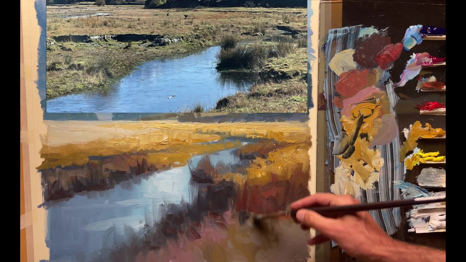 Step 31 — Reflections and Water Details (video frame from the lesson)