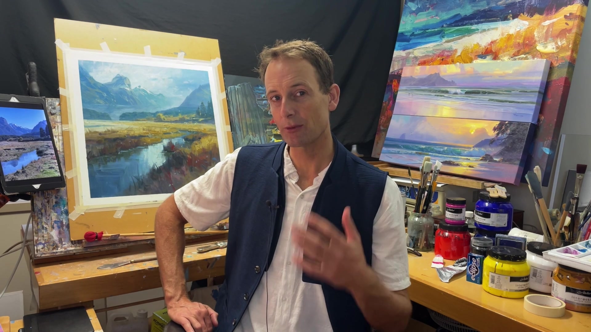 Step 38 — Recap of Key Mountain Painting Tips (video frame from the lesson)
