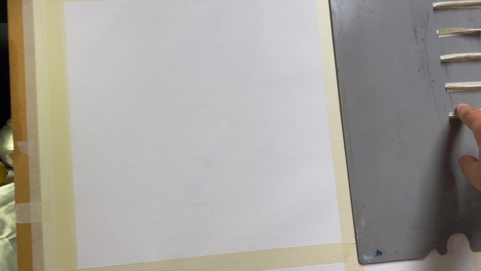 Step 10 — Canvas and materials (video frame from the lesson)