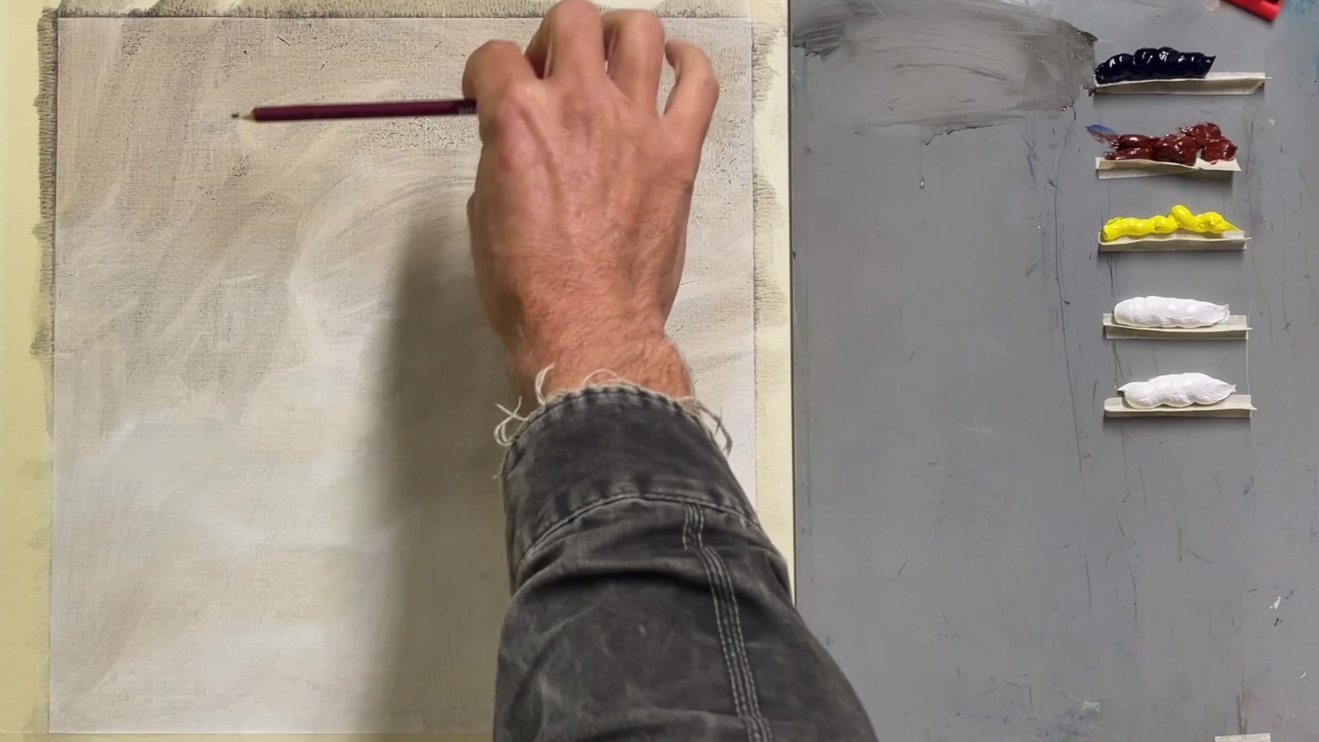 Step 17 — Envelope method for drawing (video frame from the lesson)