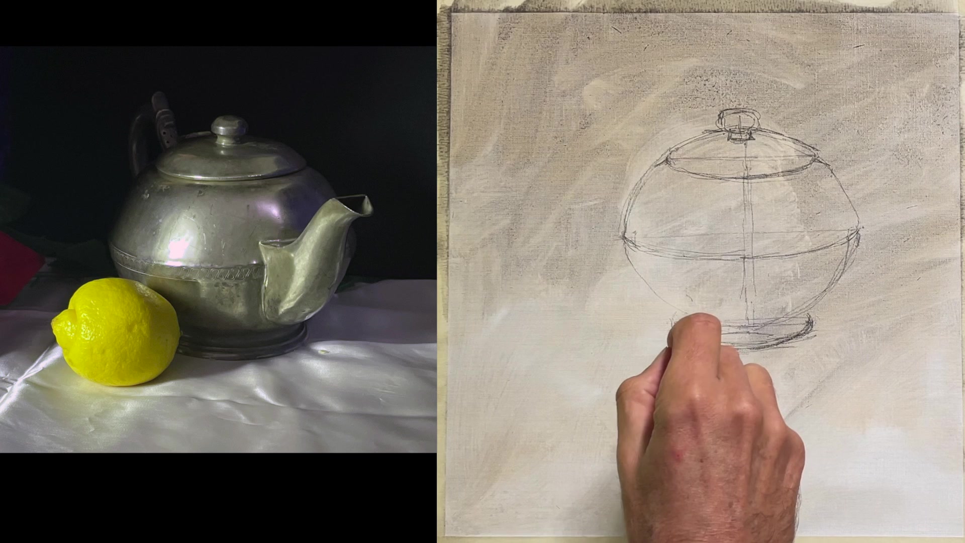 Step 19 — Angle transfer and drawing accuracy (video frame from the lesson)