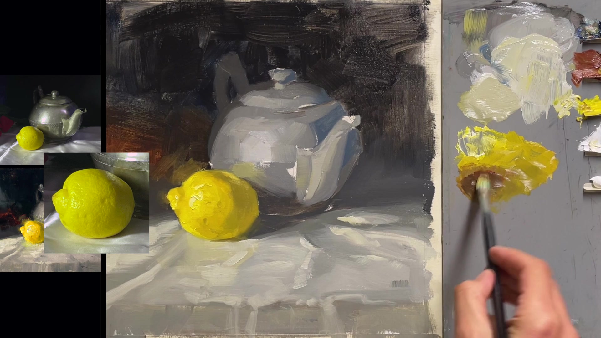 Step 31 — Finishing touches on the teapot (video frame from the lesson)