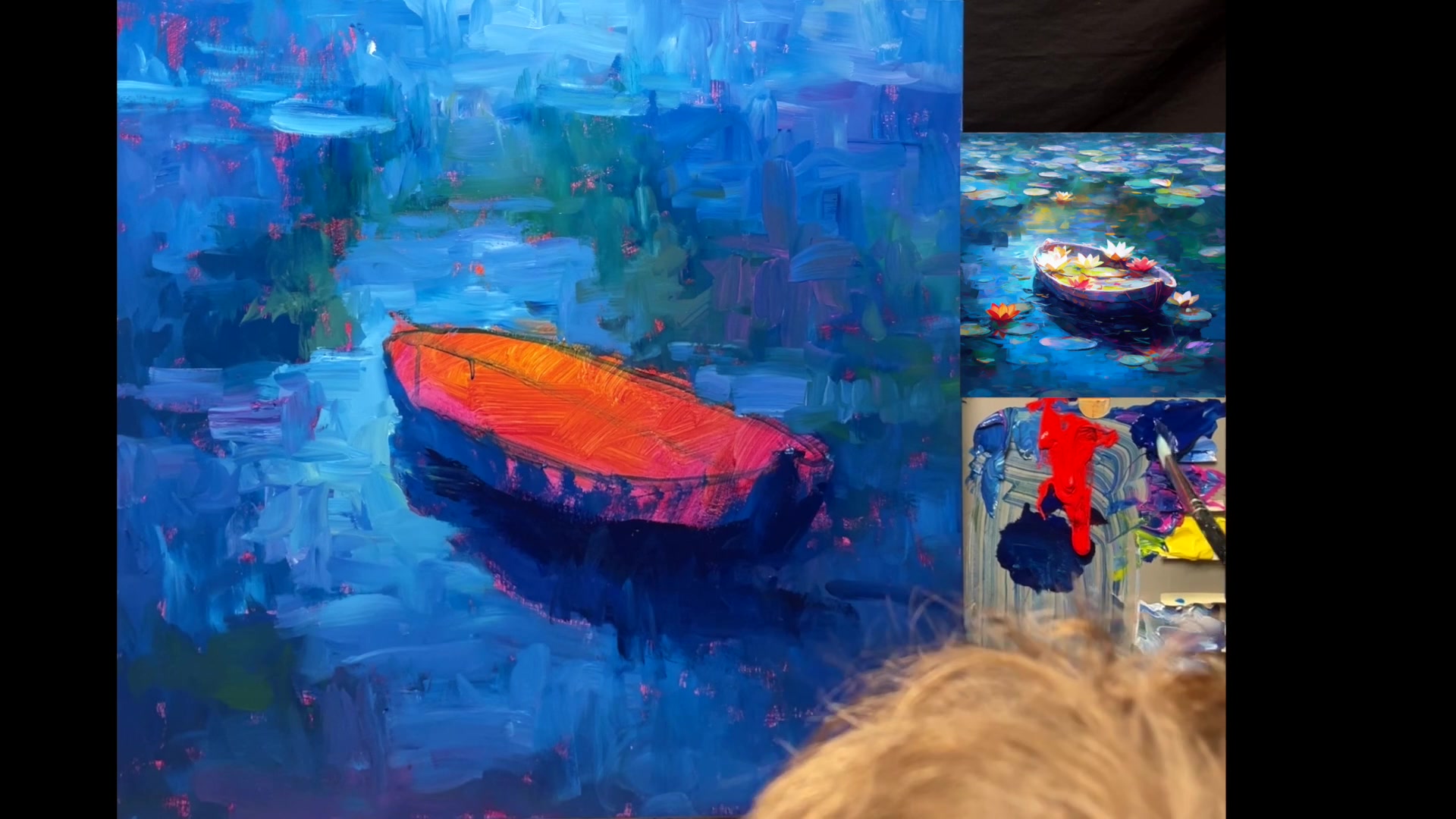 Step 12 — Using Red for Dark Accents (video frame from the lesson)