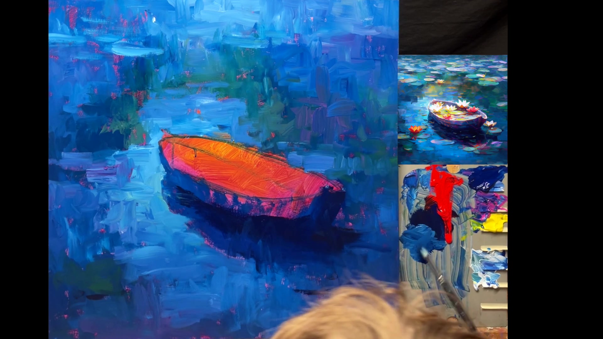 Step 13 — Painting the Boat's Interior (video frame from the lesson)