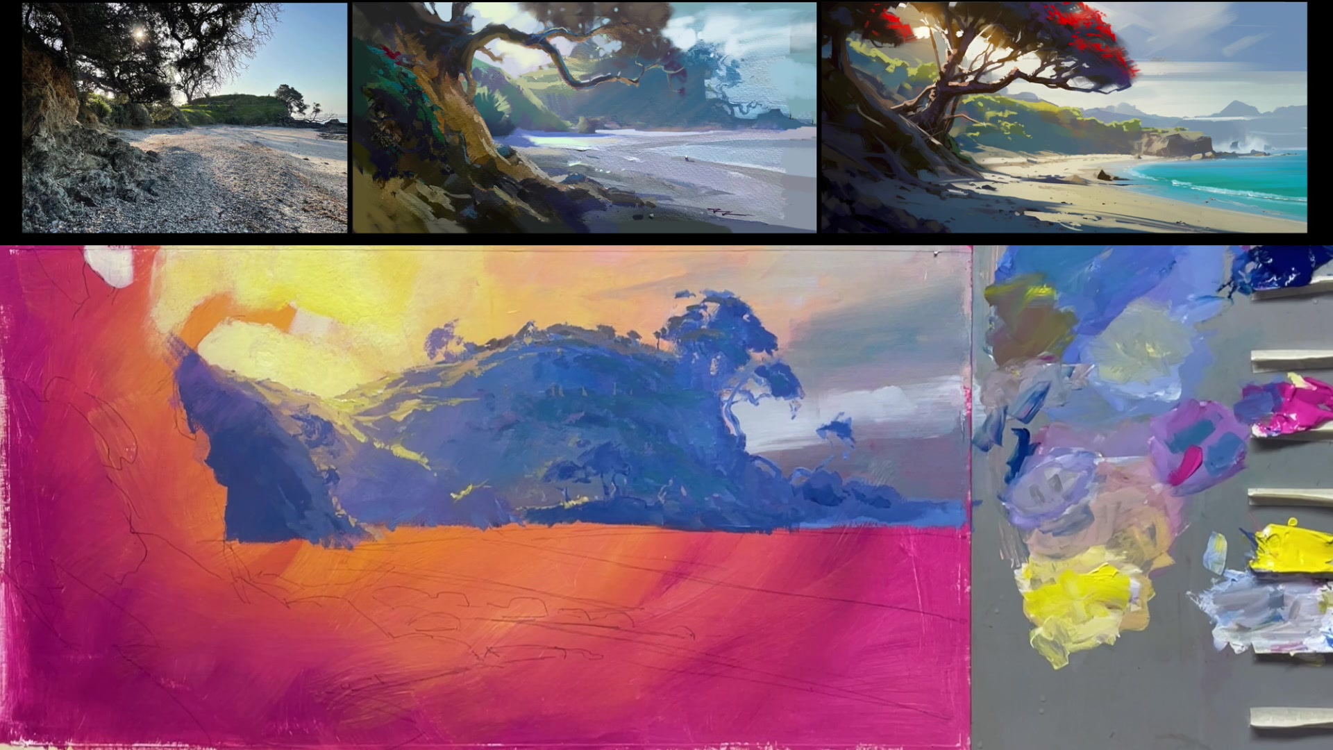 Step 10 — Transition to Beach Painting (video frame from the lesson)