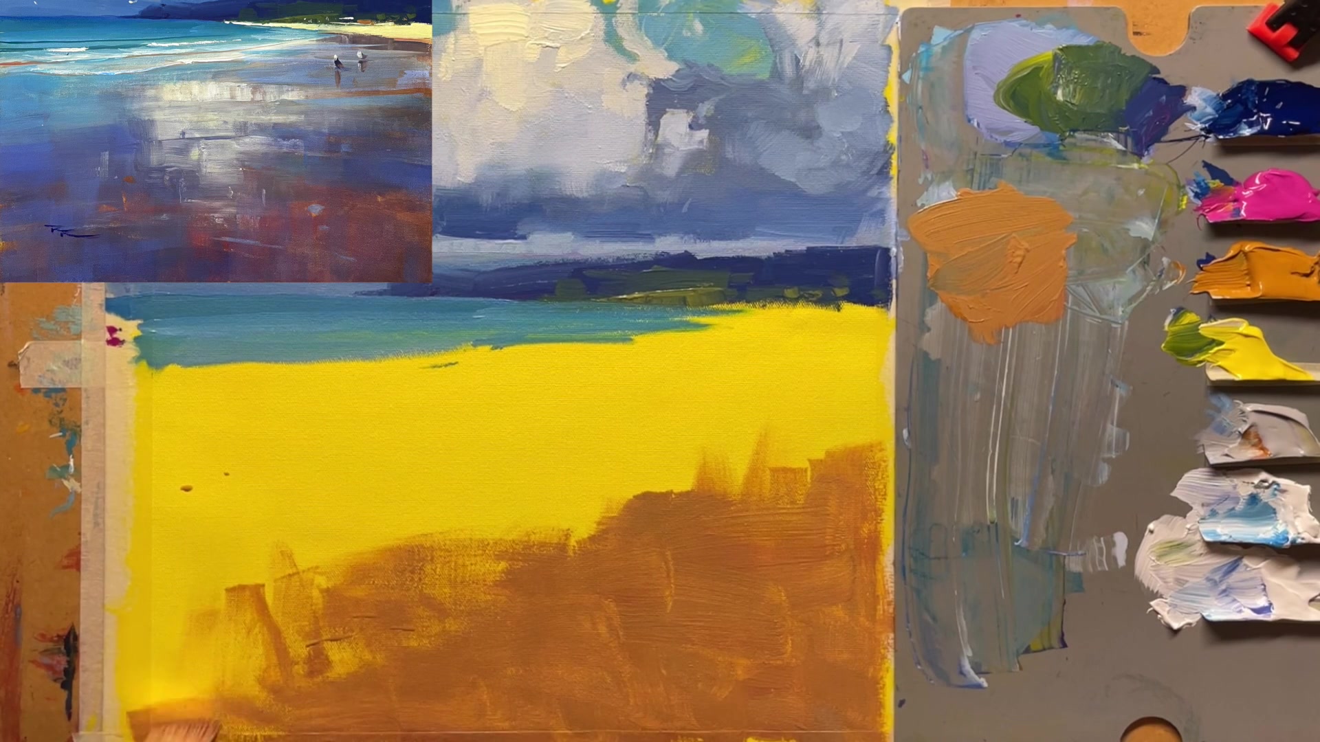 Step 10 — Adding Light and Texture to the Beach (video frame from the lesson)