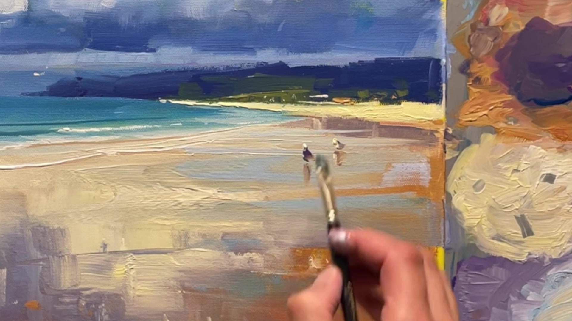 Step 15 — Adjusting Finished Painting with Varnish (video frame from the lesson)