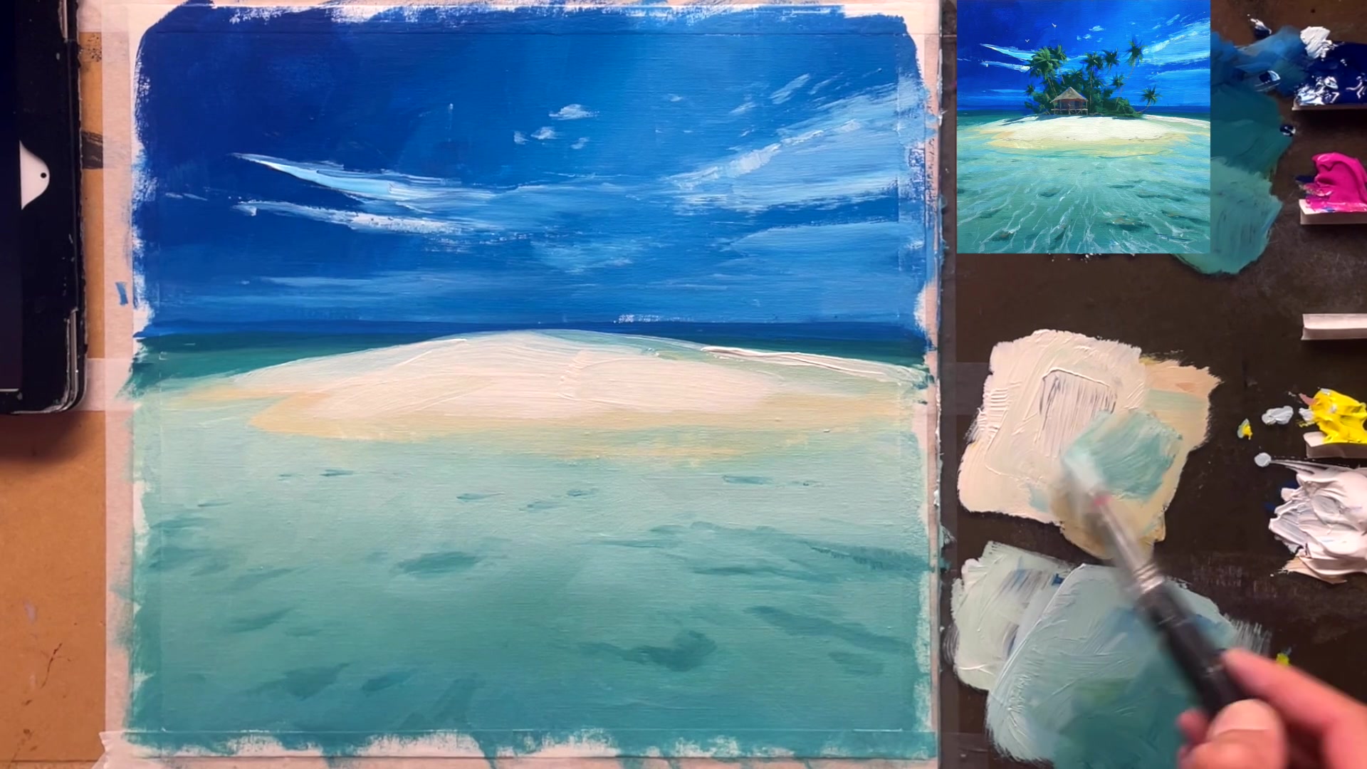 Step 7 — Caustic lighting effect (video frame from the lesson)