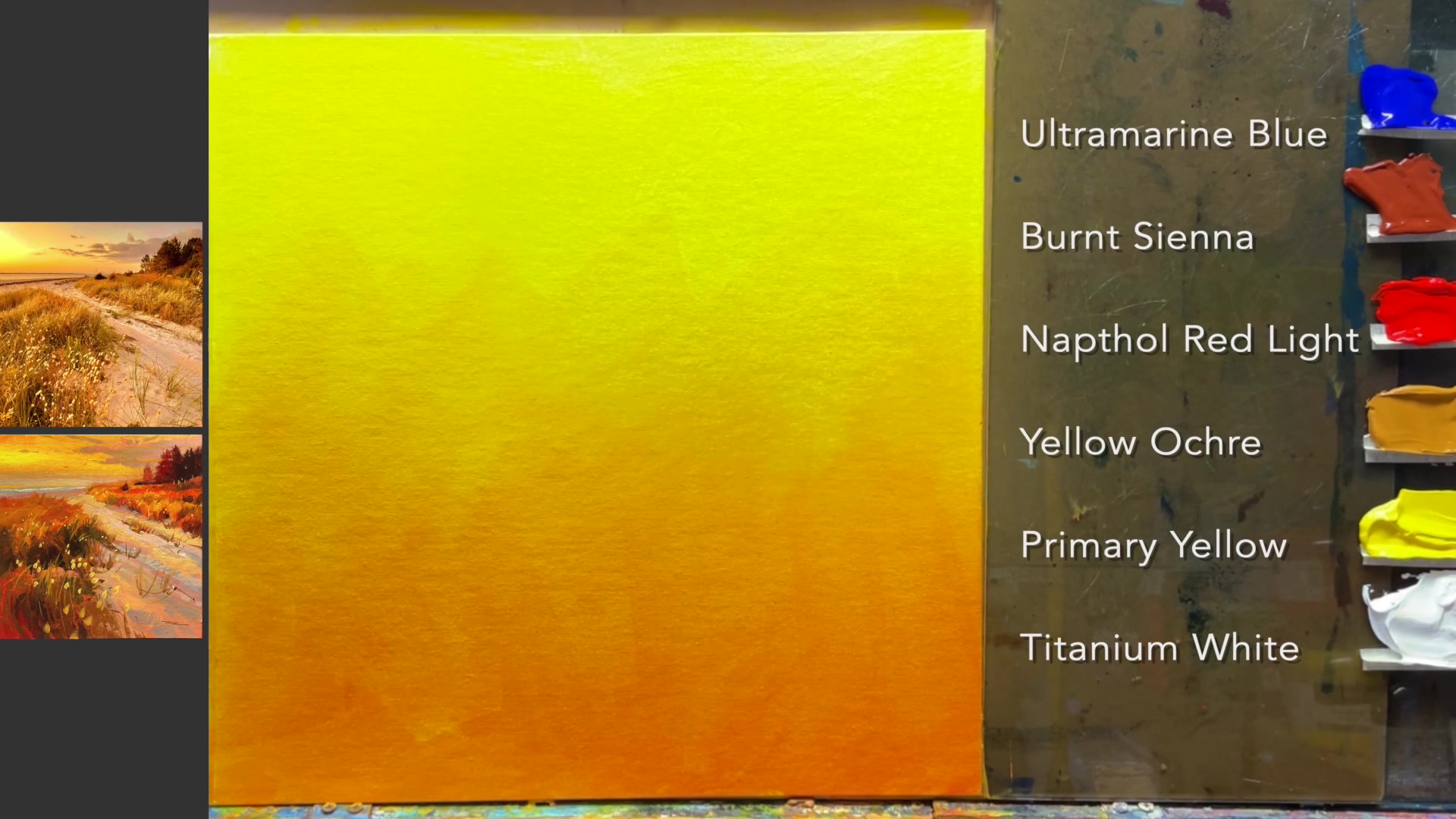 Step 4 — Initial Drawing and Composition (video frame from the lesson)