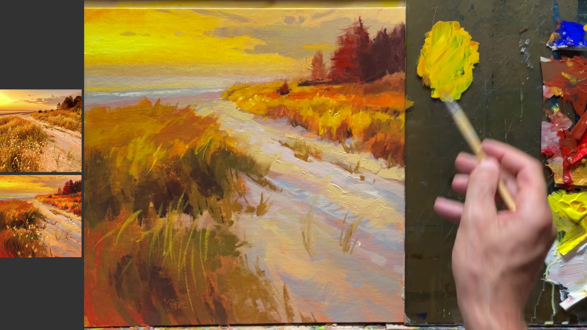 Step 13 — Painting Bunny Tails (video frame from the lesson)
