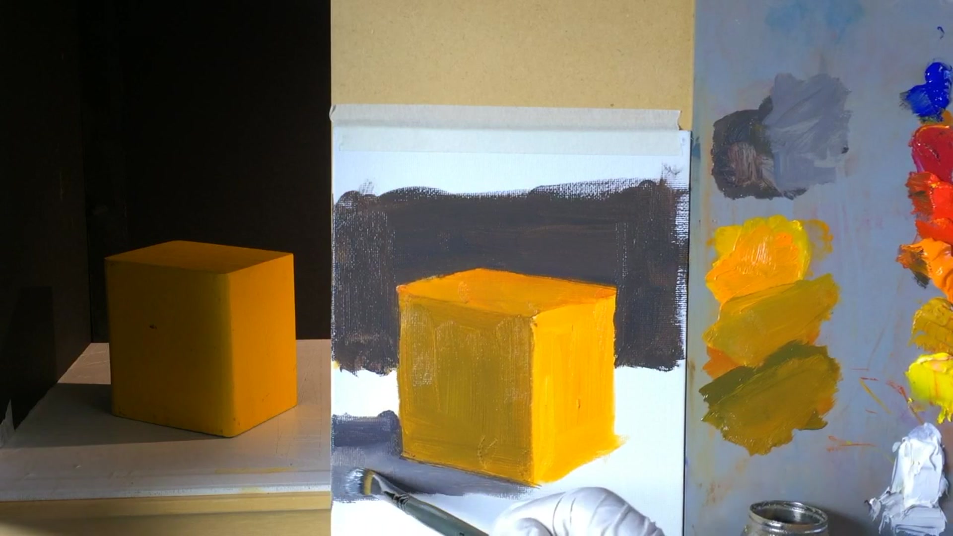 Step 7 — Adjusting light and shadow (video frame from the lesson)