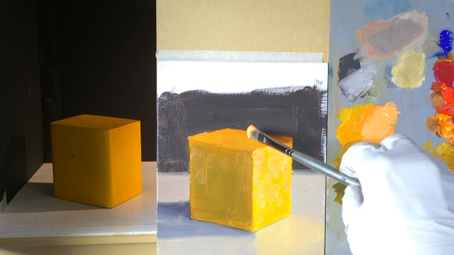 Step 9 — Adjusting broken color on different sides (video frame from the lesson)