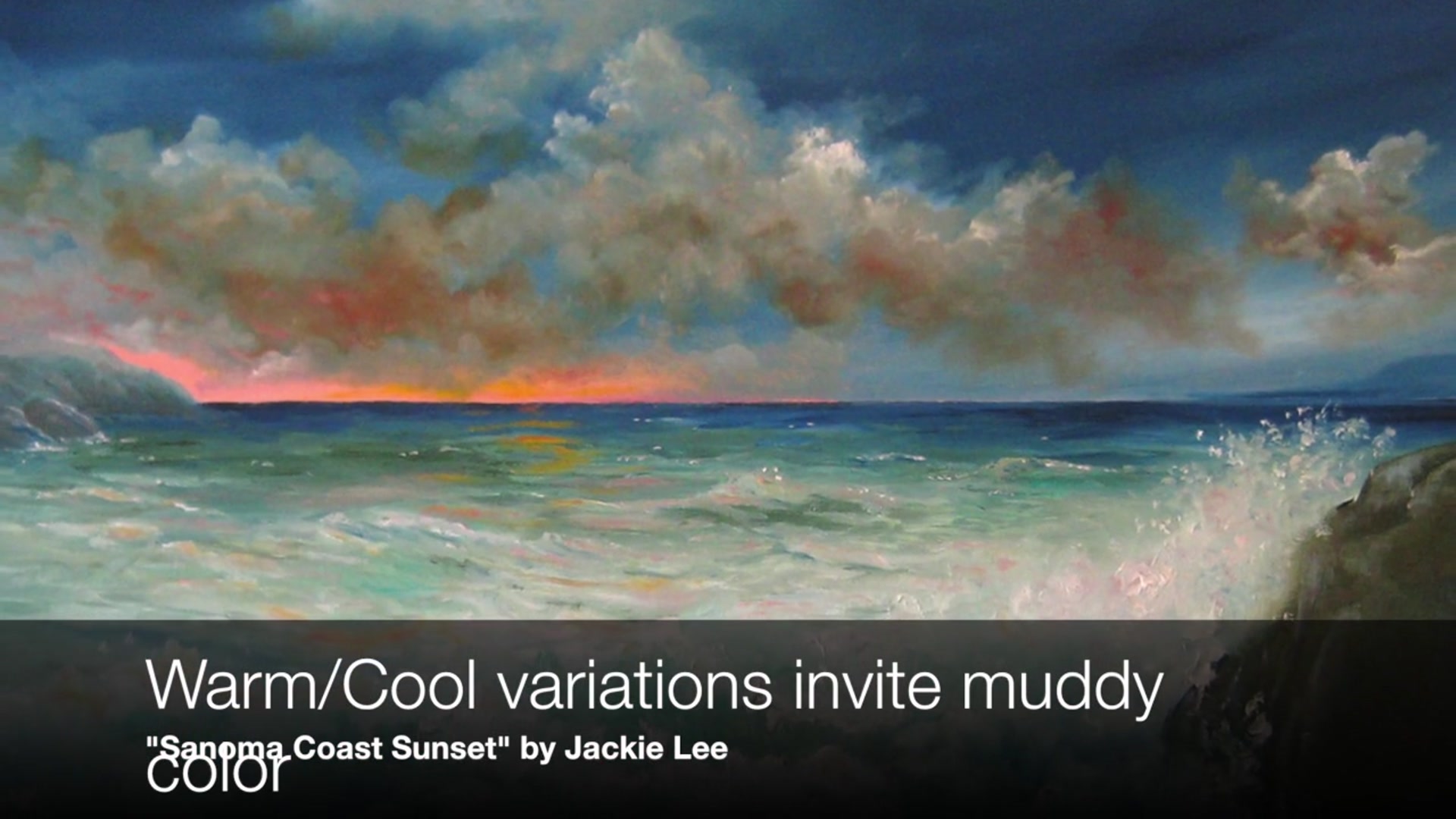 Step 7 — Mixing warm and cool colors (video frame from the lesson)