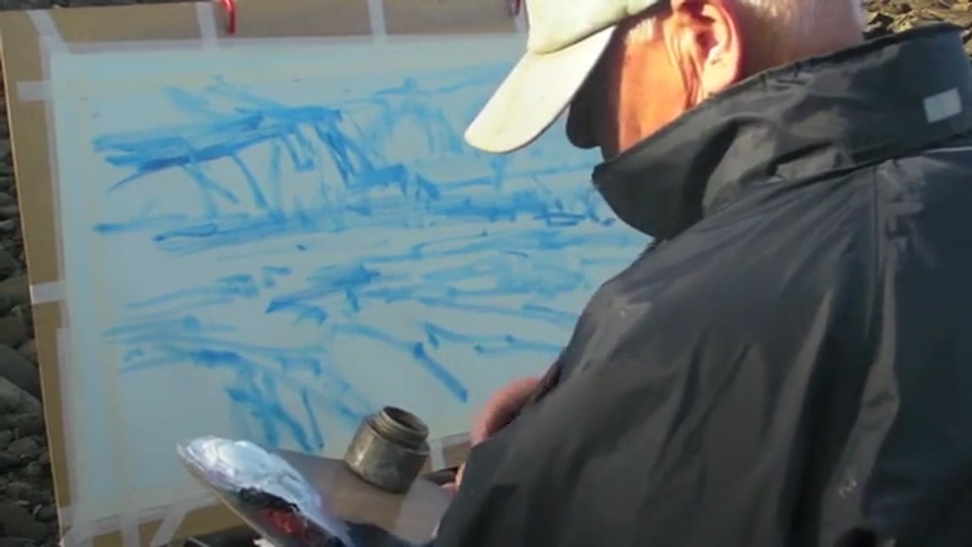 Step 3 — Starting with the darkest darks (video frame from the lesson)
