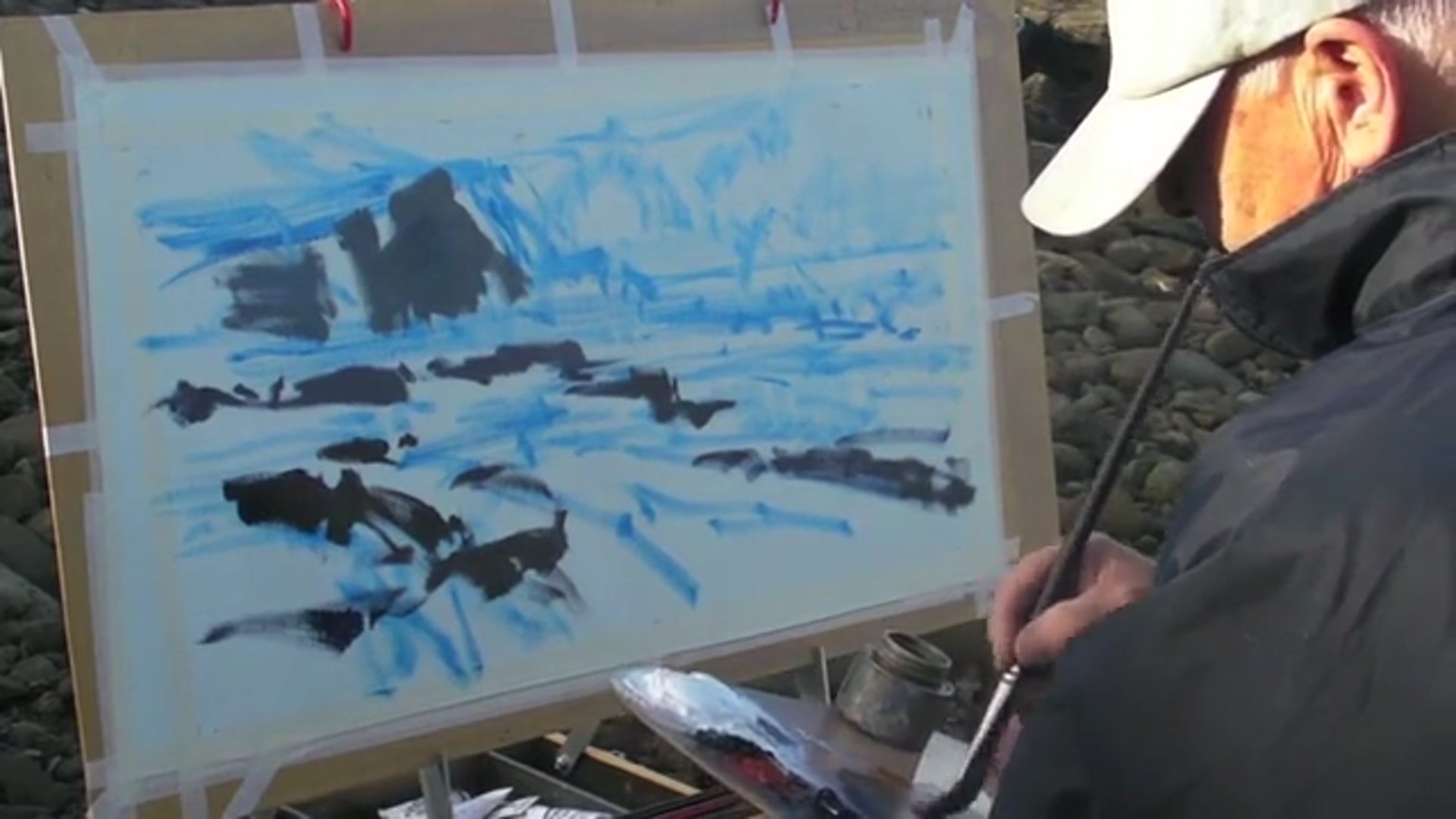 Step 4 — Initial color application (video frame from the lesson)