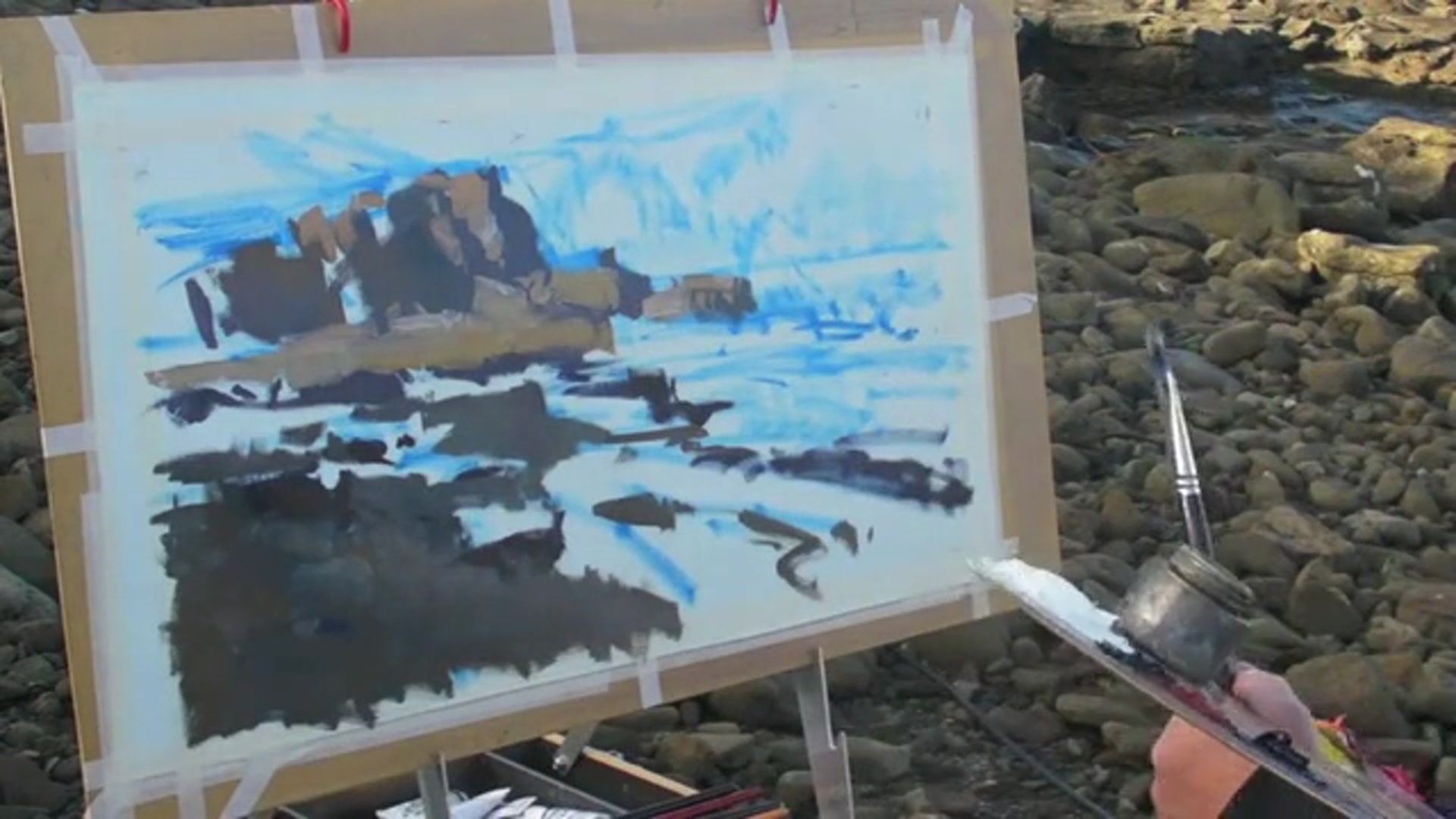 Step 9 — Techniques for painting lines and edges (video frame from the lesson)