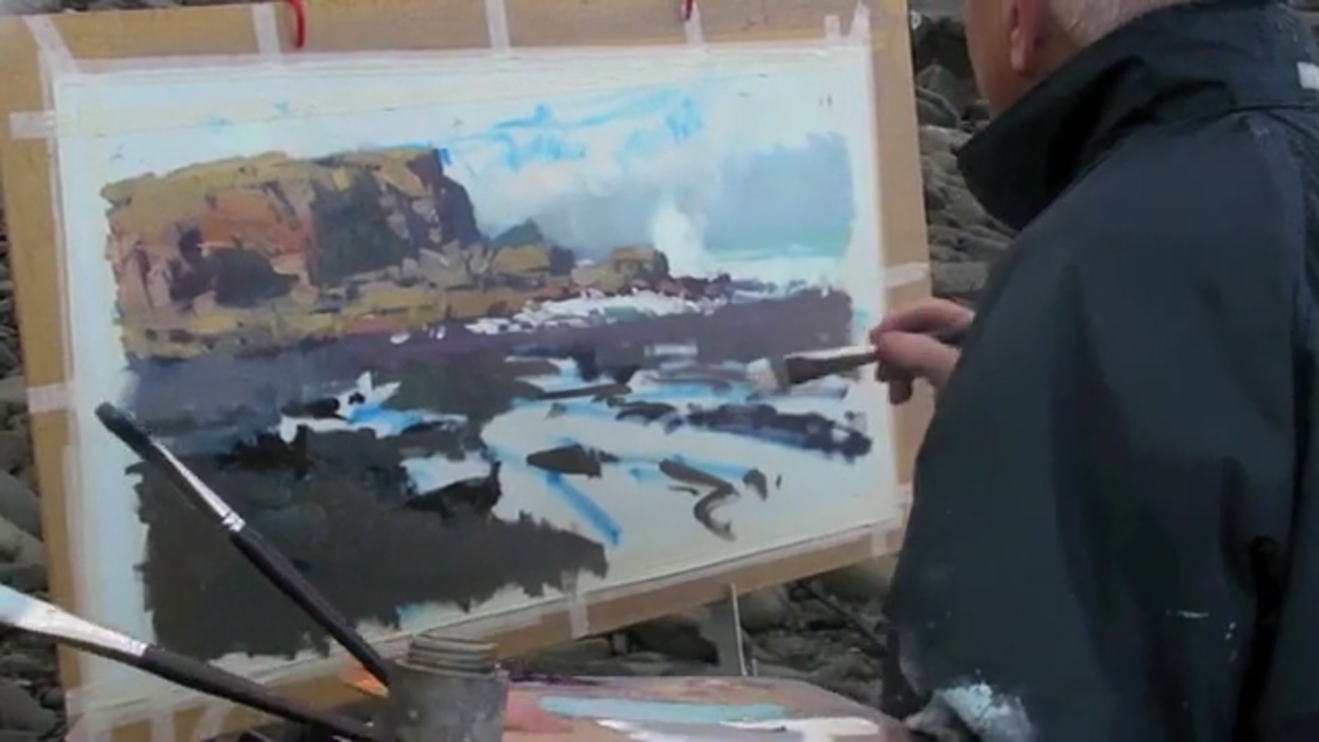 Step 17 — Simplifying the sky (video frame from the lesson)