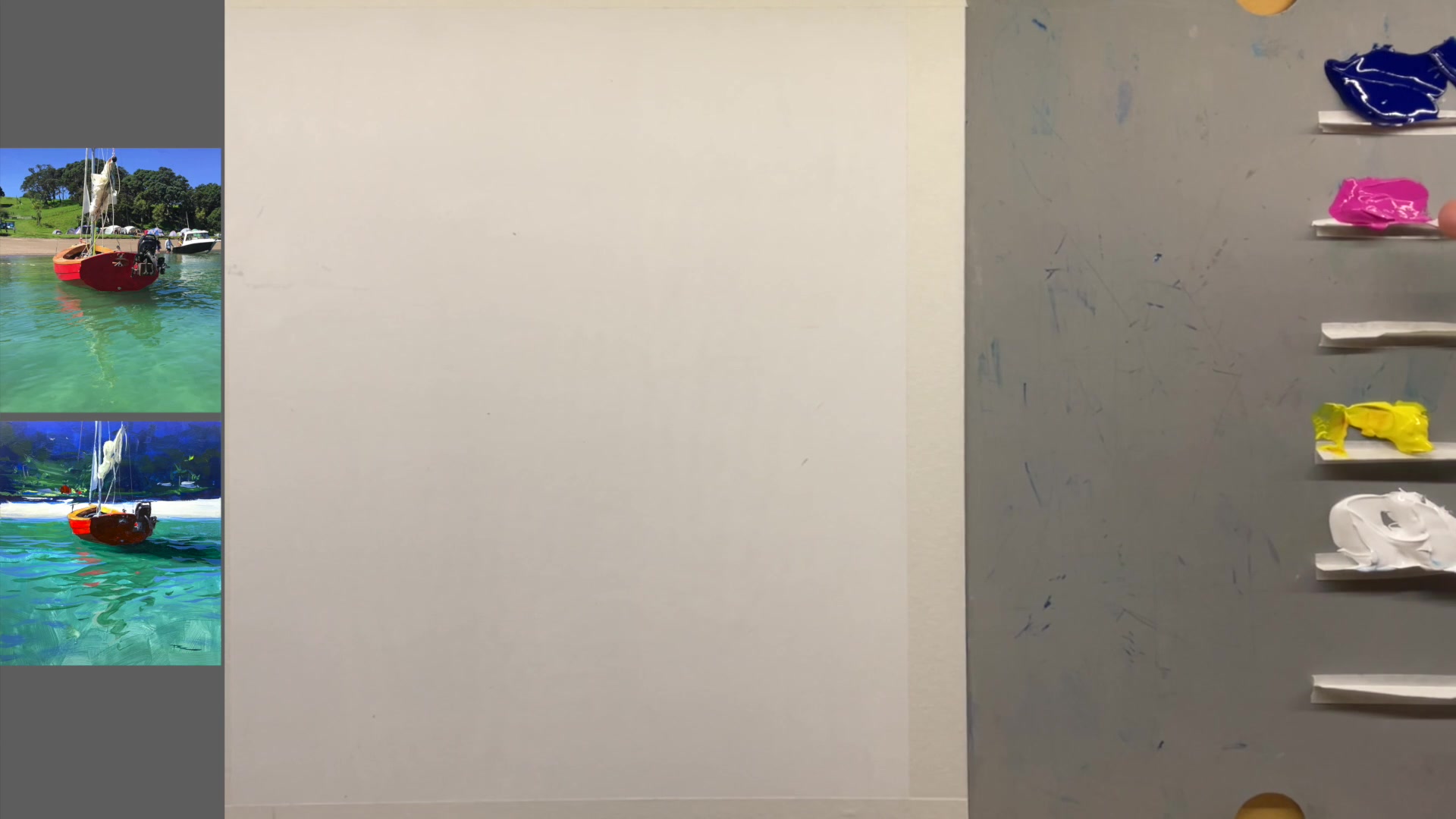 Step 6 — Painting the first layer (video frame from the lesson)