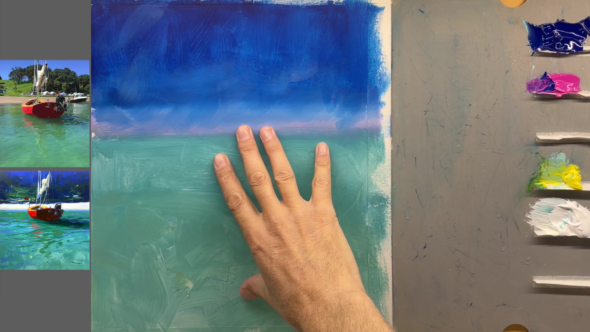 Step 7 — Sealing the first layer (video frame from the lesson)