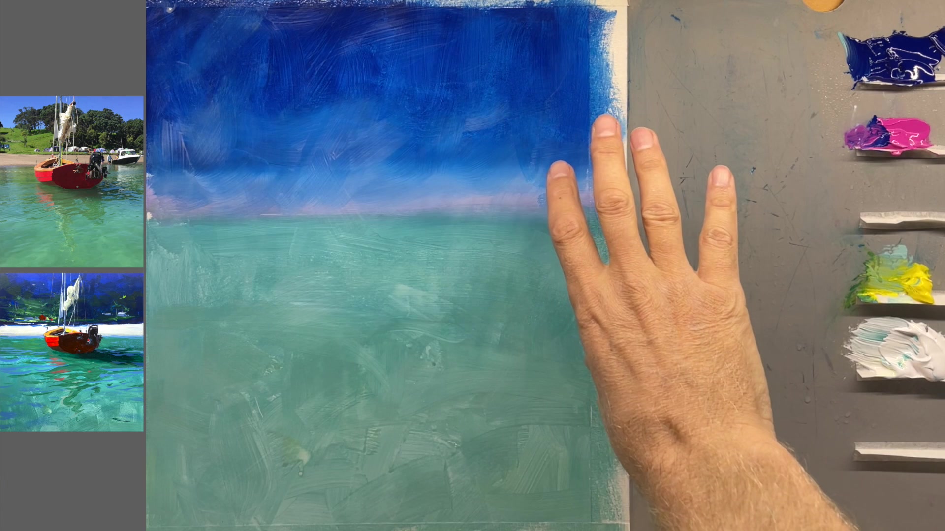 Step 8 — Alternative technique for oil painting (video frame from the lesson)