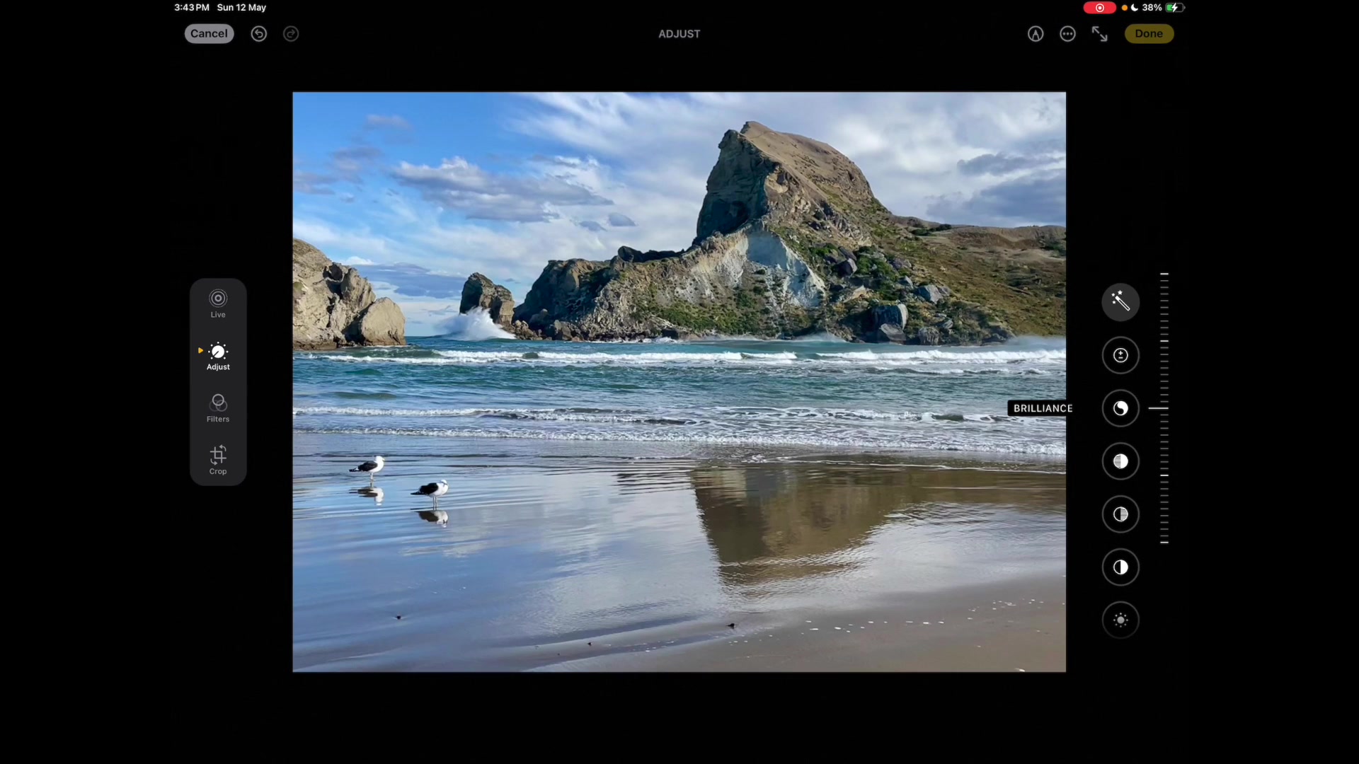 Step 3 — Adjusting color and sharpness (video frame from the lesson)