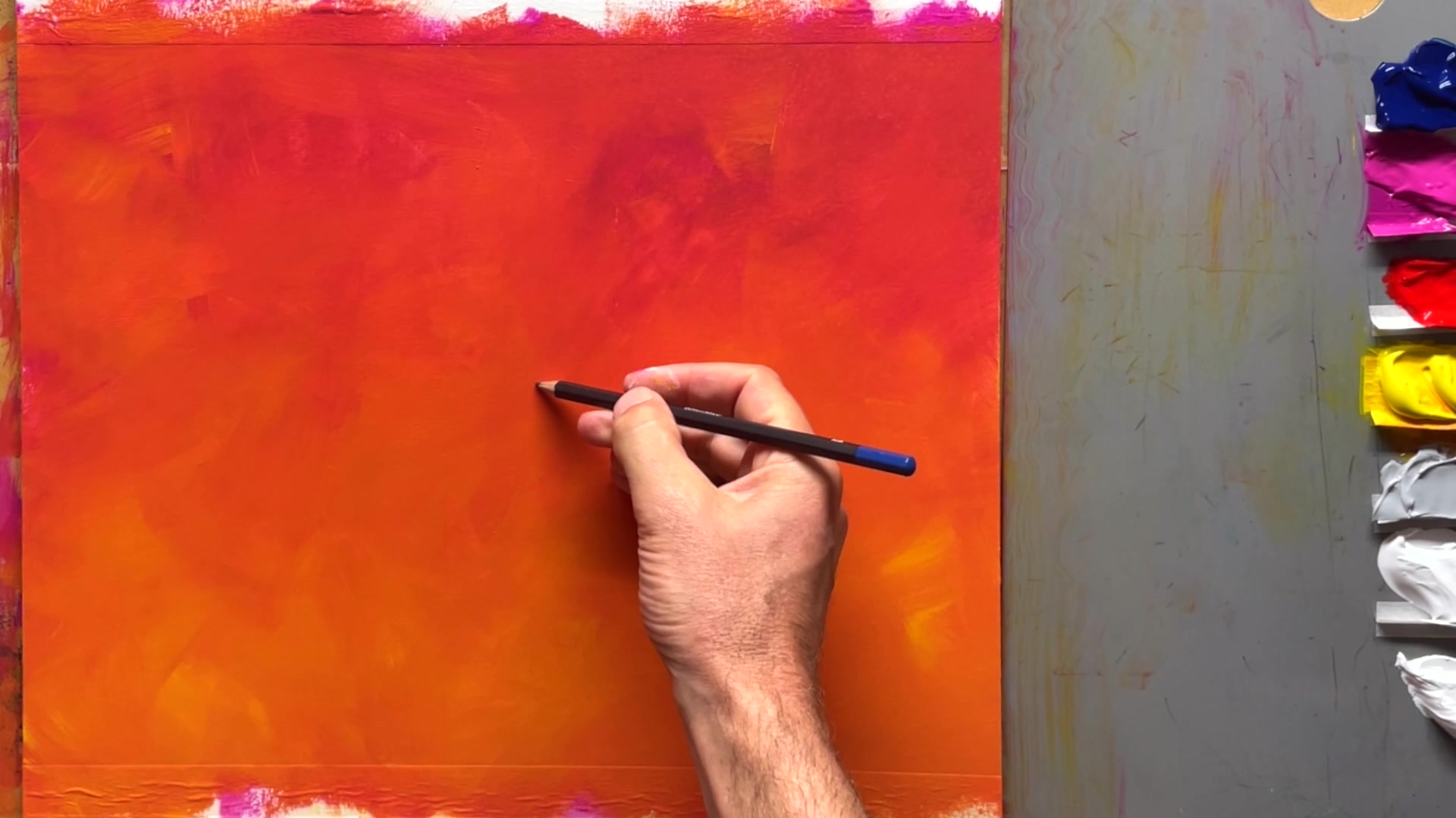 Step 12 — Sketching the landscape (video frame from the lesson)