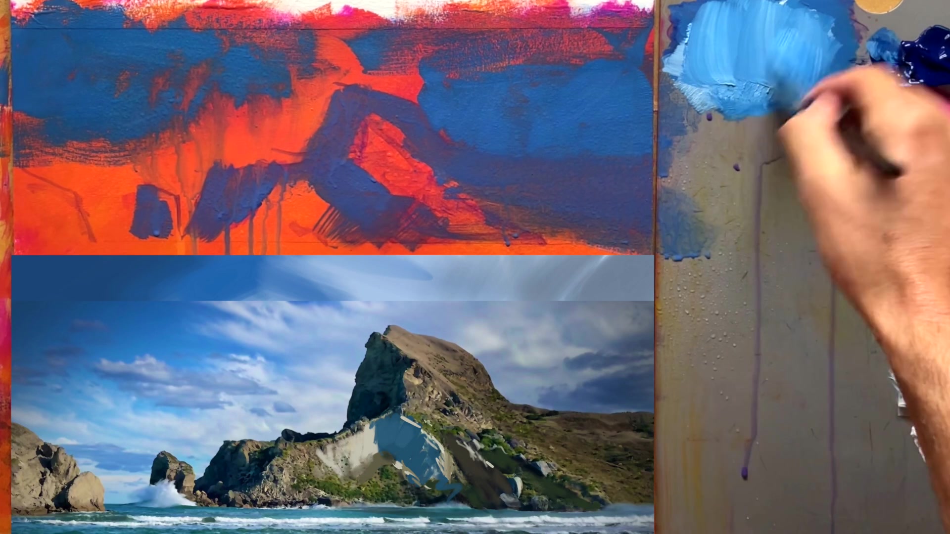 Step 15 — Using brush speed for effect (video frame from the lesson)