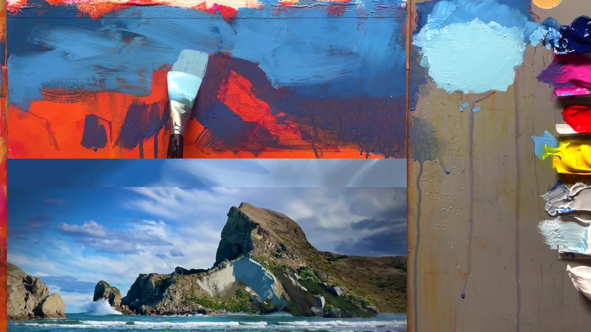 Step 17 — Detailing the rock edges (video frame from the lesson)