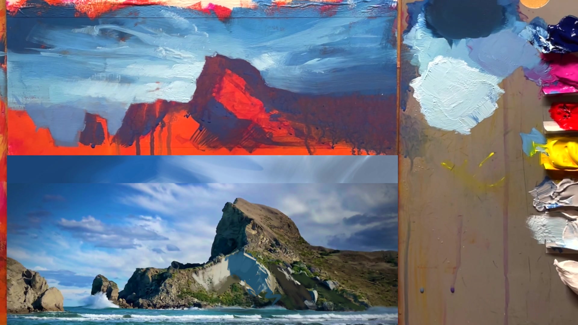 Step 21 — Painting shadow areas (video frame from the lesson)
