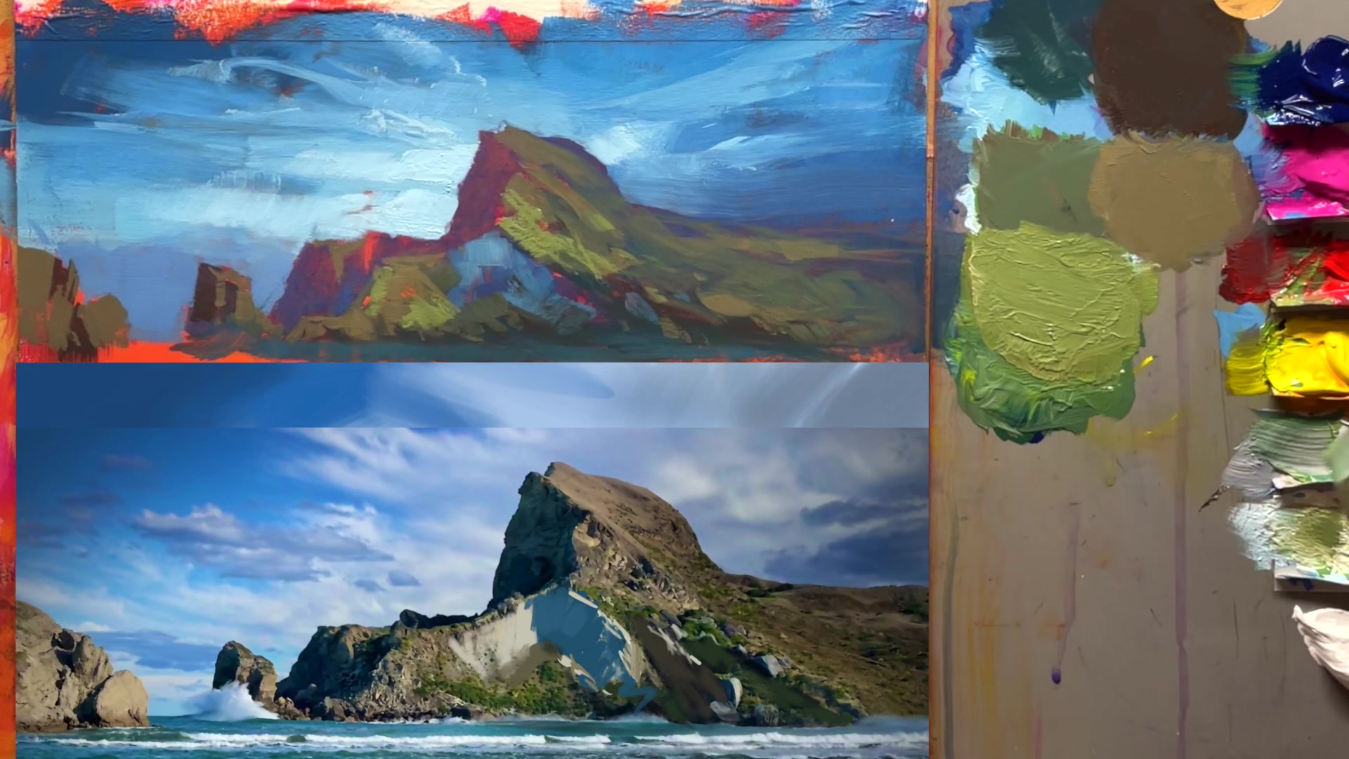 Step 29 — Highlighting foliage (video frame from the lesson)