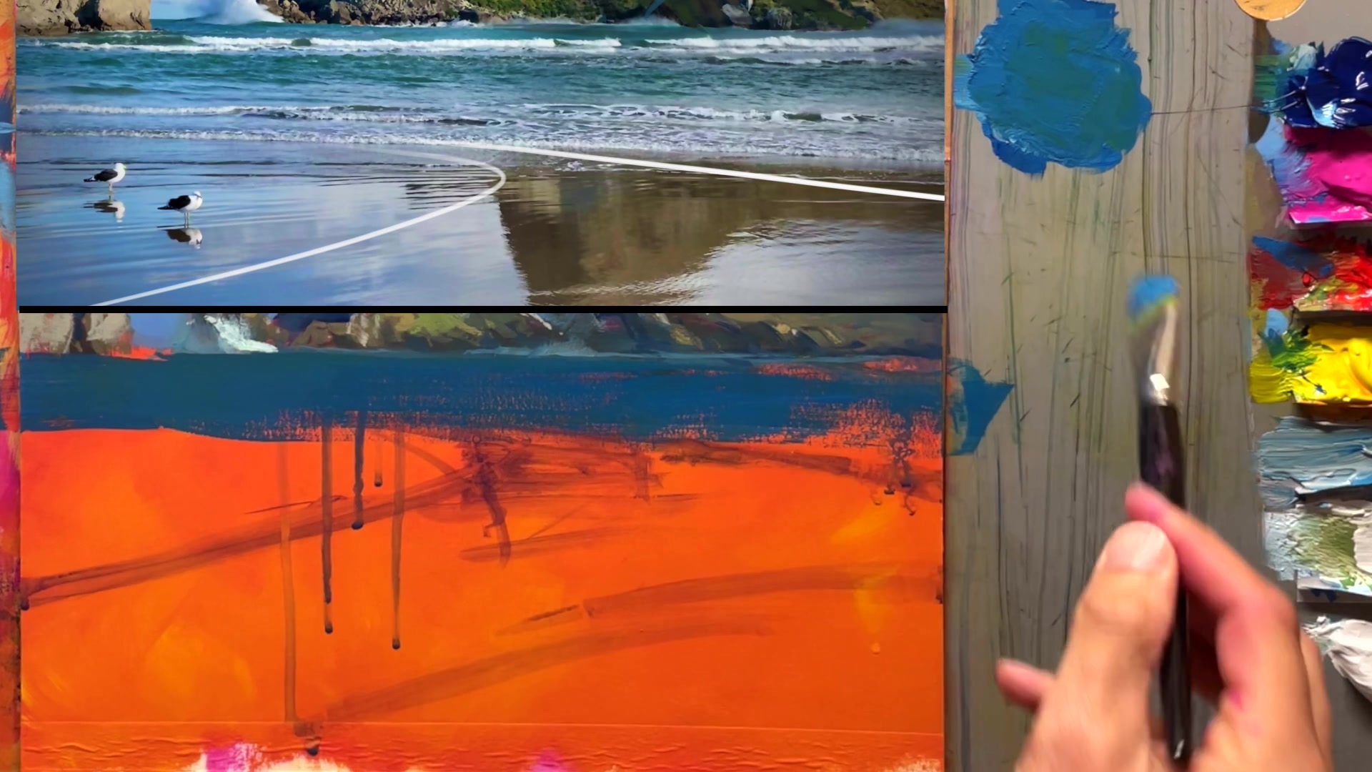 Step 35 — Creating wave texture (video frame from the lesson)