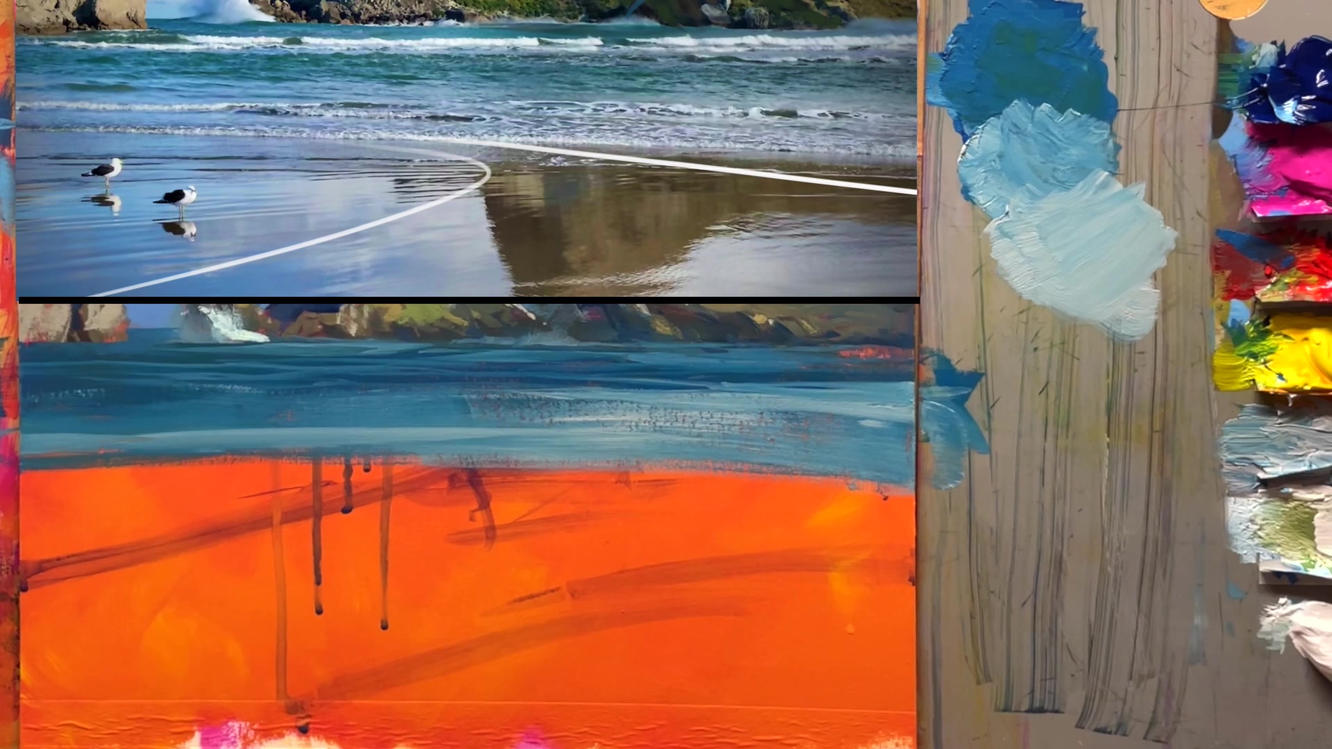 Step 36 — Adding wave highlights (video frame from the lesson)