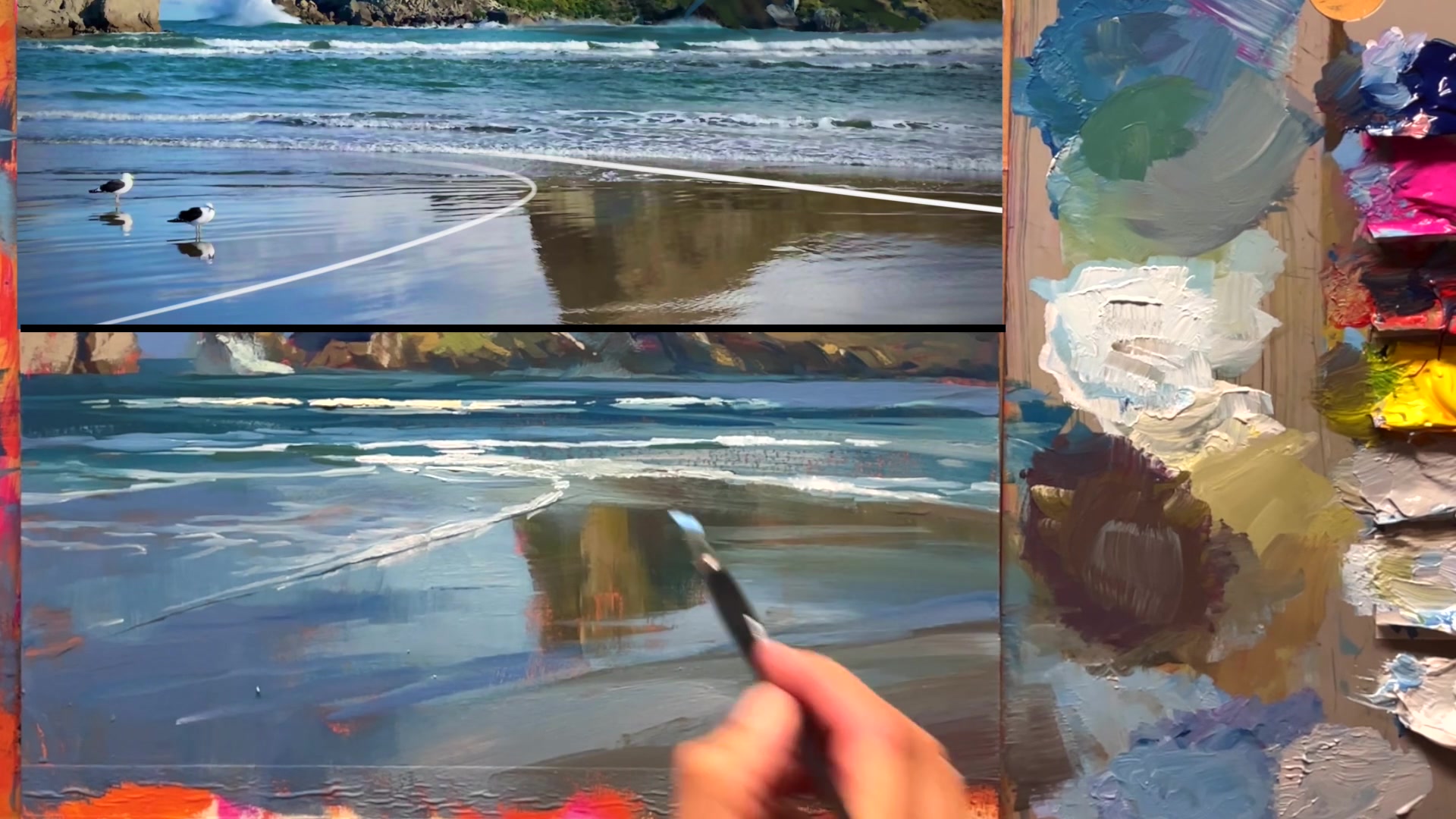 Step 45 — Enhancing wave highlights (video frame from the lesson)
