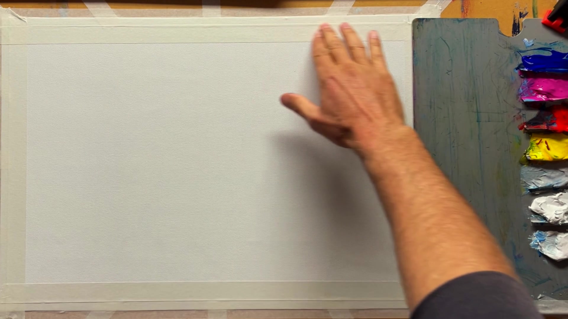 Step 2 — Canvas Preparation and Base Coat (video frame from the lesson)