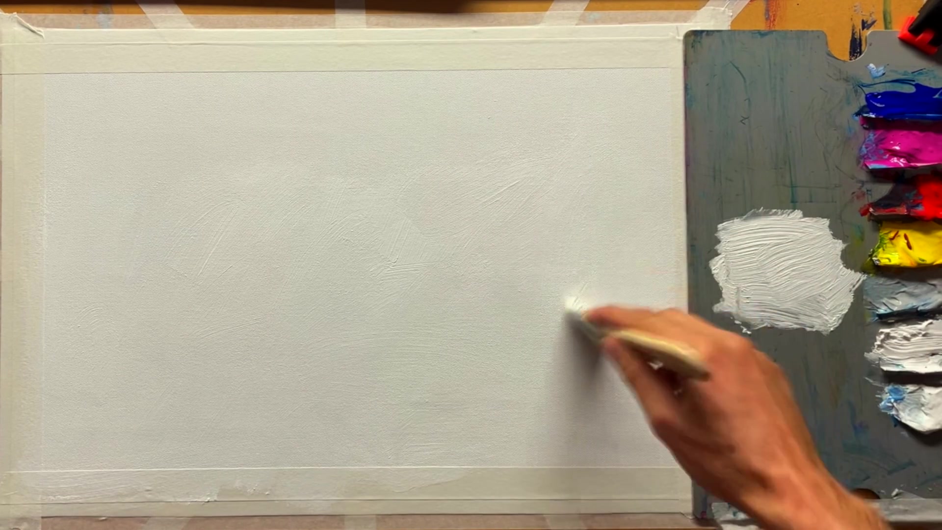 Step 3 — Base Coat Drying and Brush Selection (video frame from the lesson)