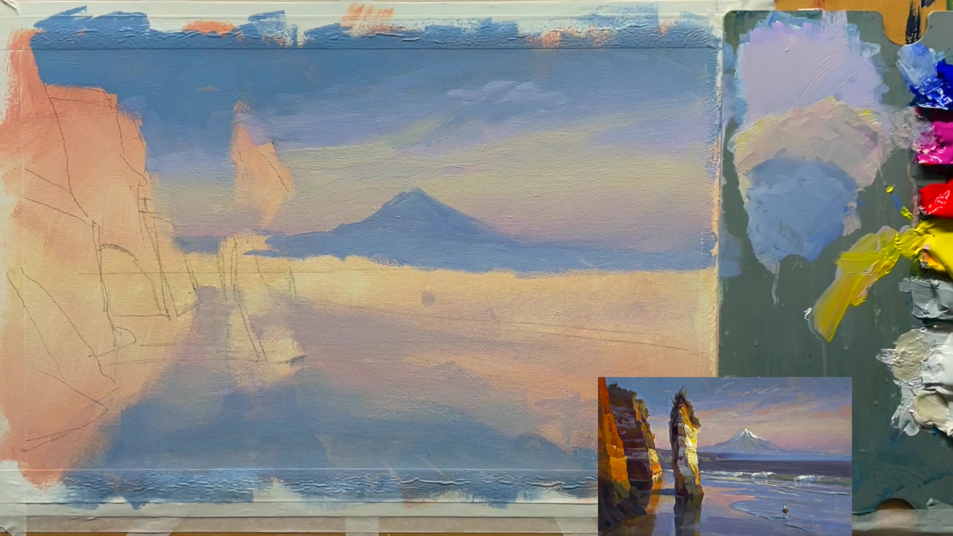 Step 7 — Adding Details to the Mountain (video frame from the lesson)
