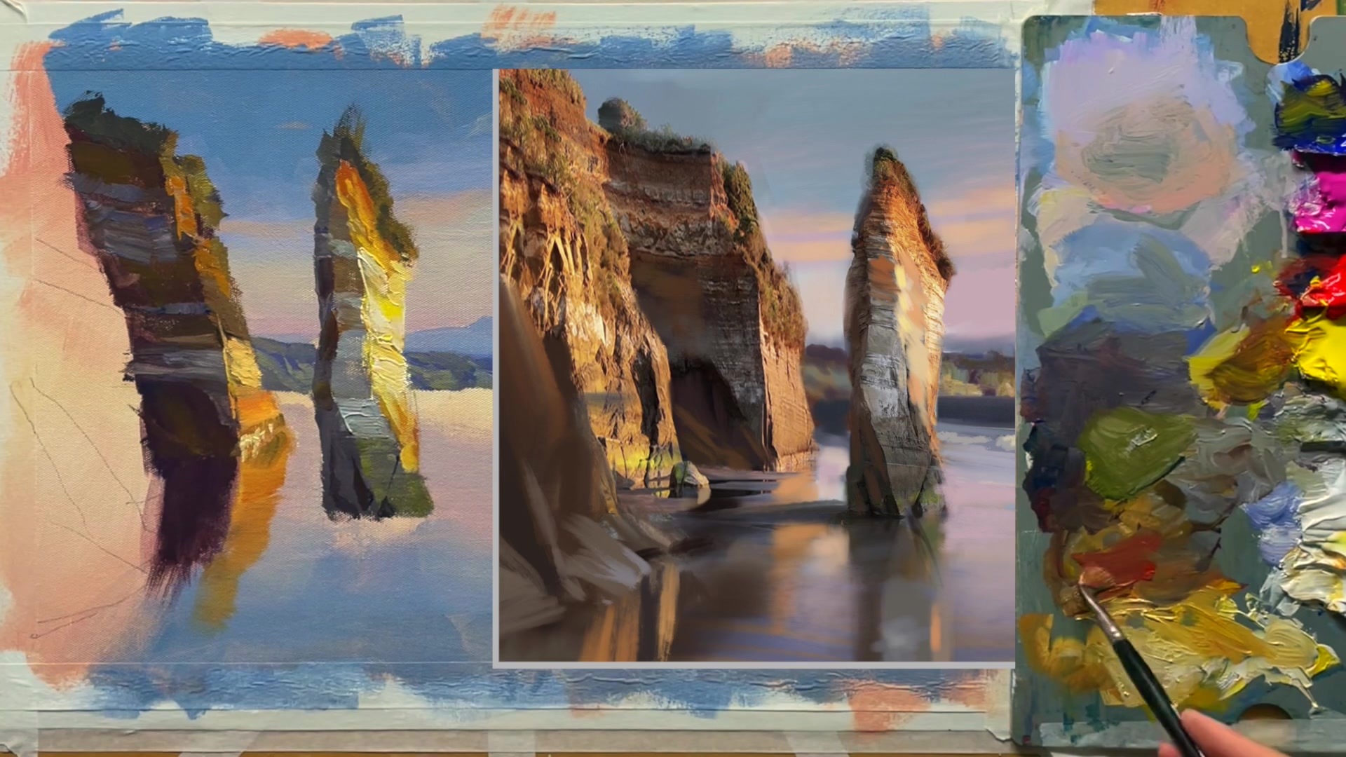 Step 13 — Painting the Second Rock (video frame from the lesson)