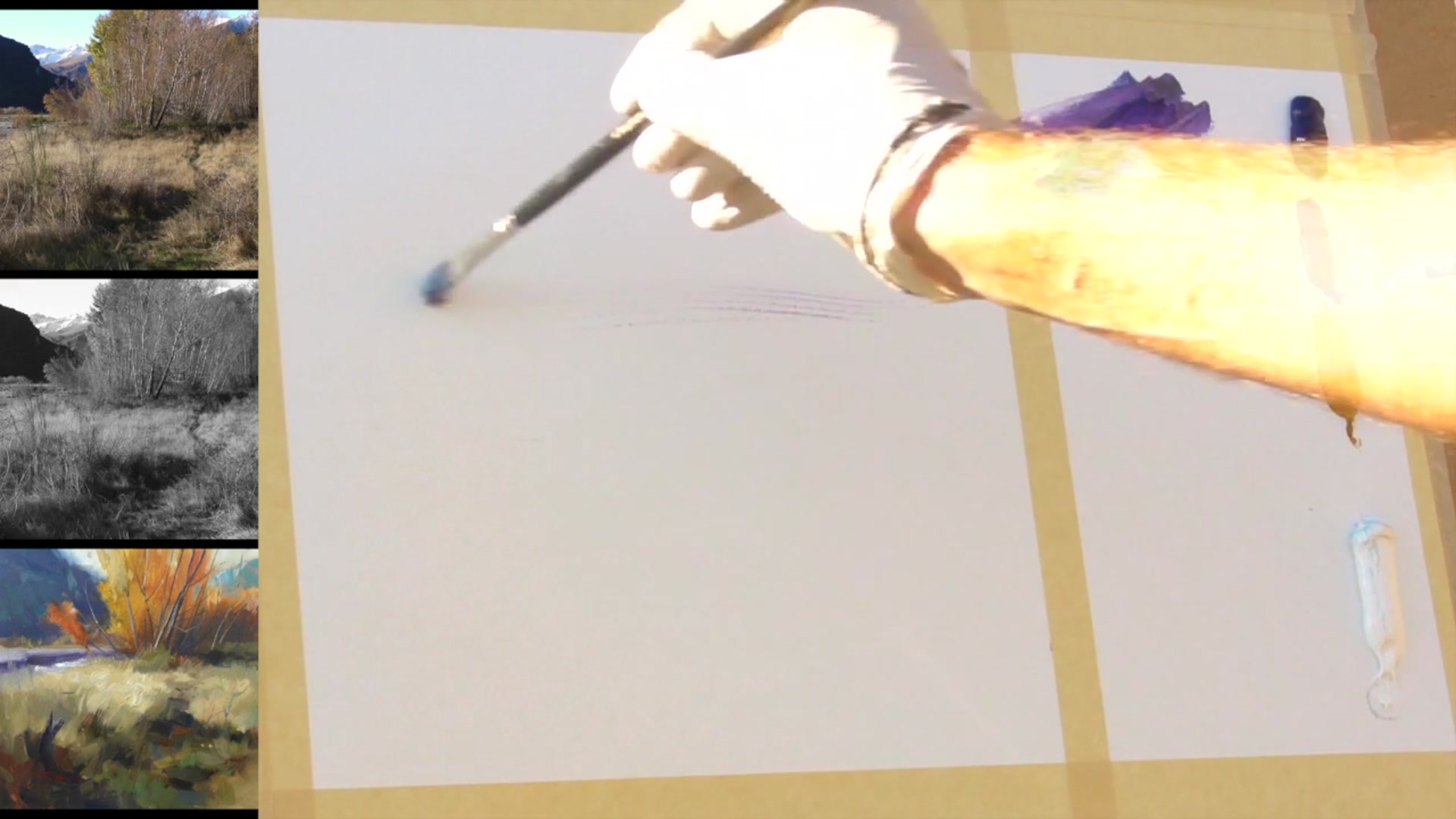 Step 1 — Sketching the Big Shapes (video frame from the lesson)