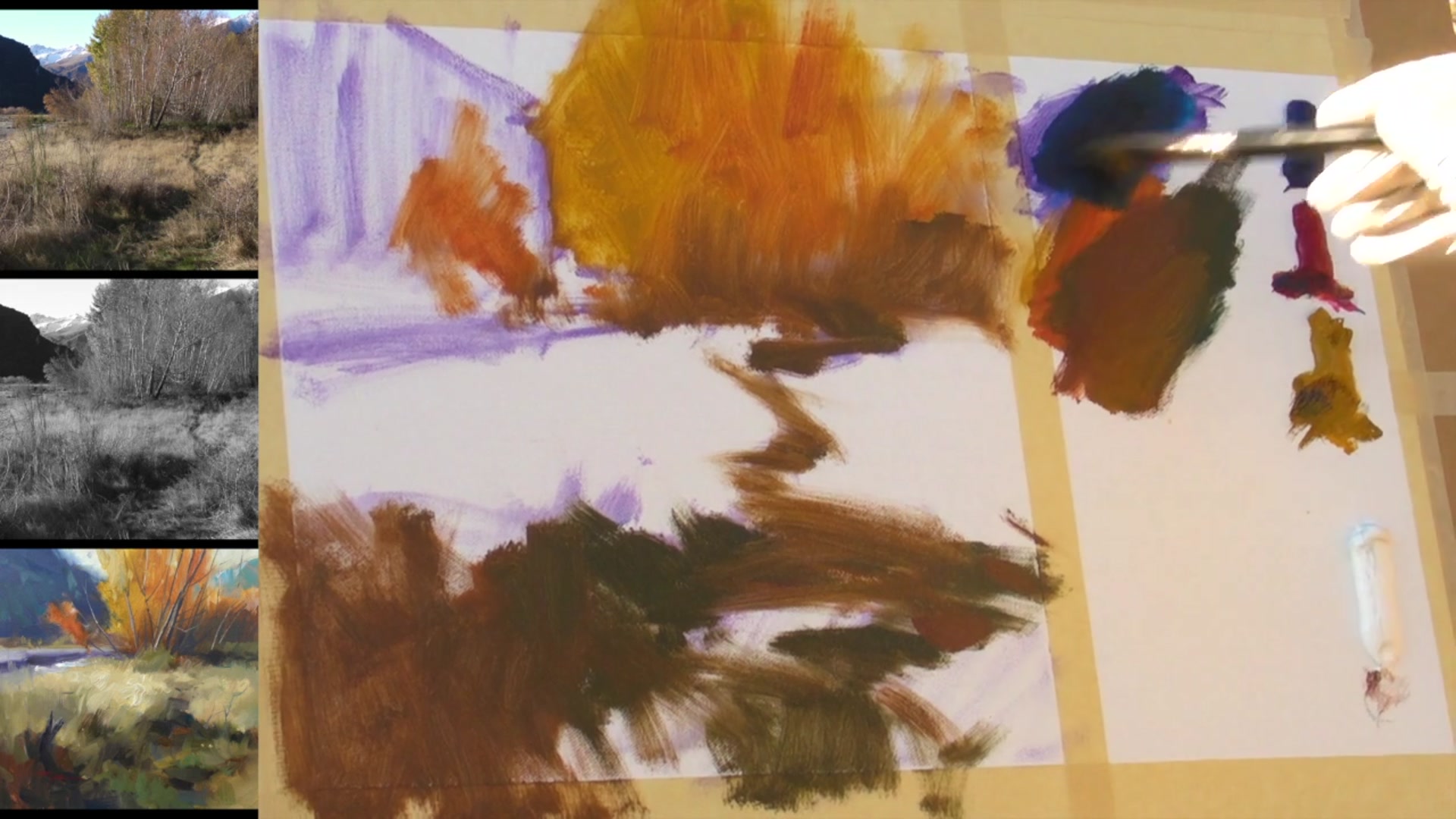 Step 6 — Mixing Dark Bluey Grey (video frame from the lesson)