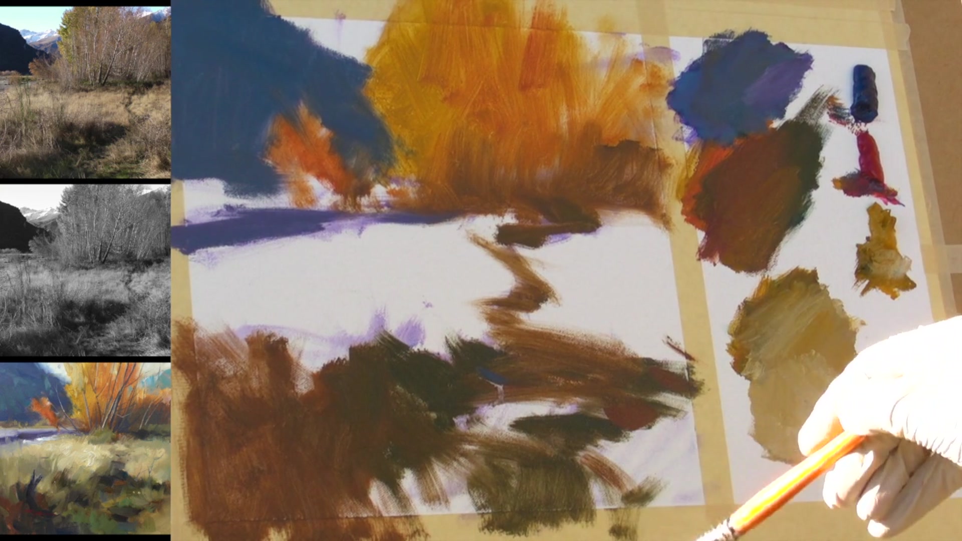 Step 7 — Riverbed Shadows and Color Transitions (video frame from the lesson)