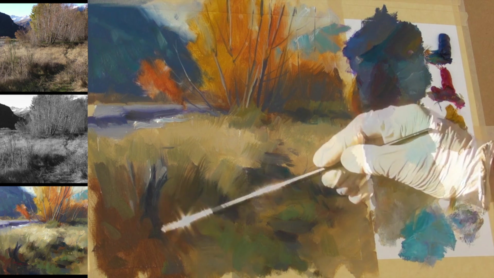 Step 14 — Distance and Foreground Highlights (video frame from the lesson)