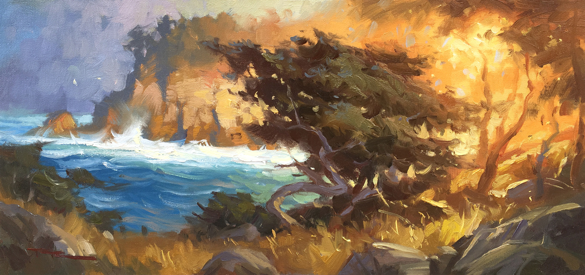 "Point Lobos" 20 x 47" Oil on Canvas by Richard Robinson