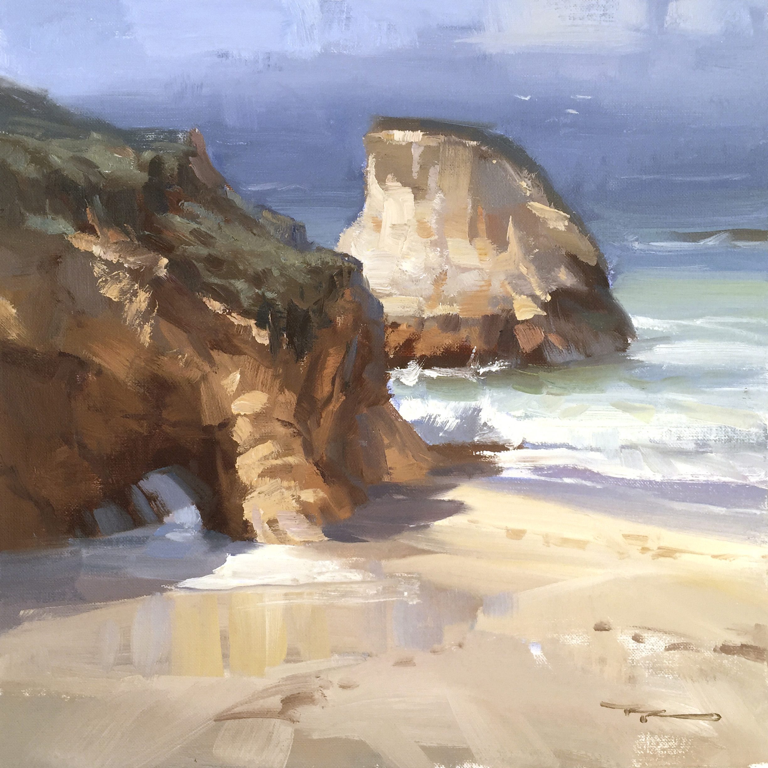 "Shark Fin Cove" 13 x 13" Oil on Canvas by Richard Robinson.