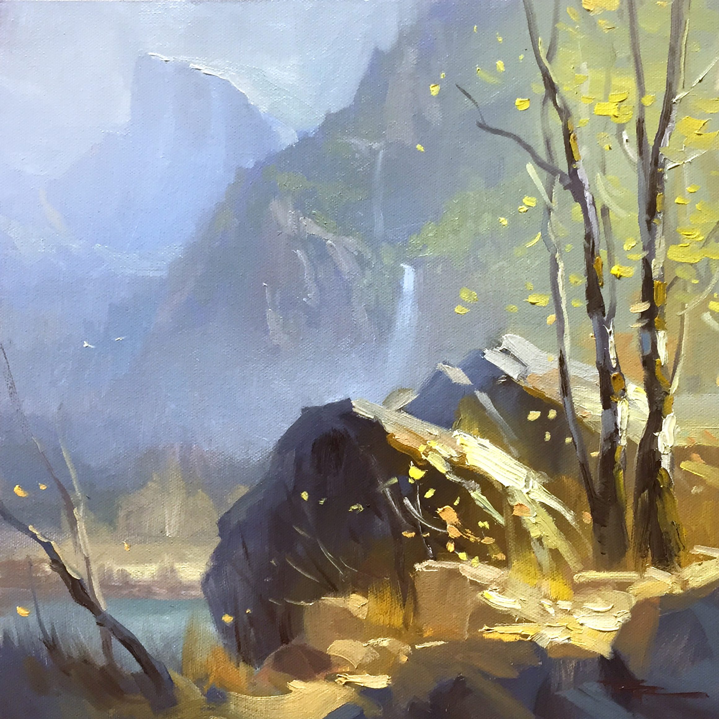 "Half Dome, Yosemite" 11 x 11" Oil on Canvas by Richard Robinson.