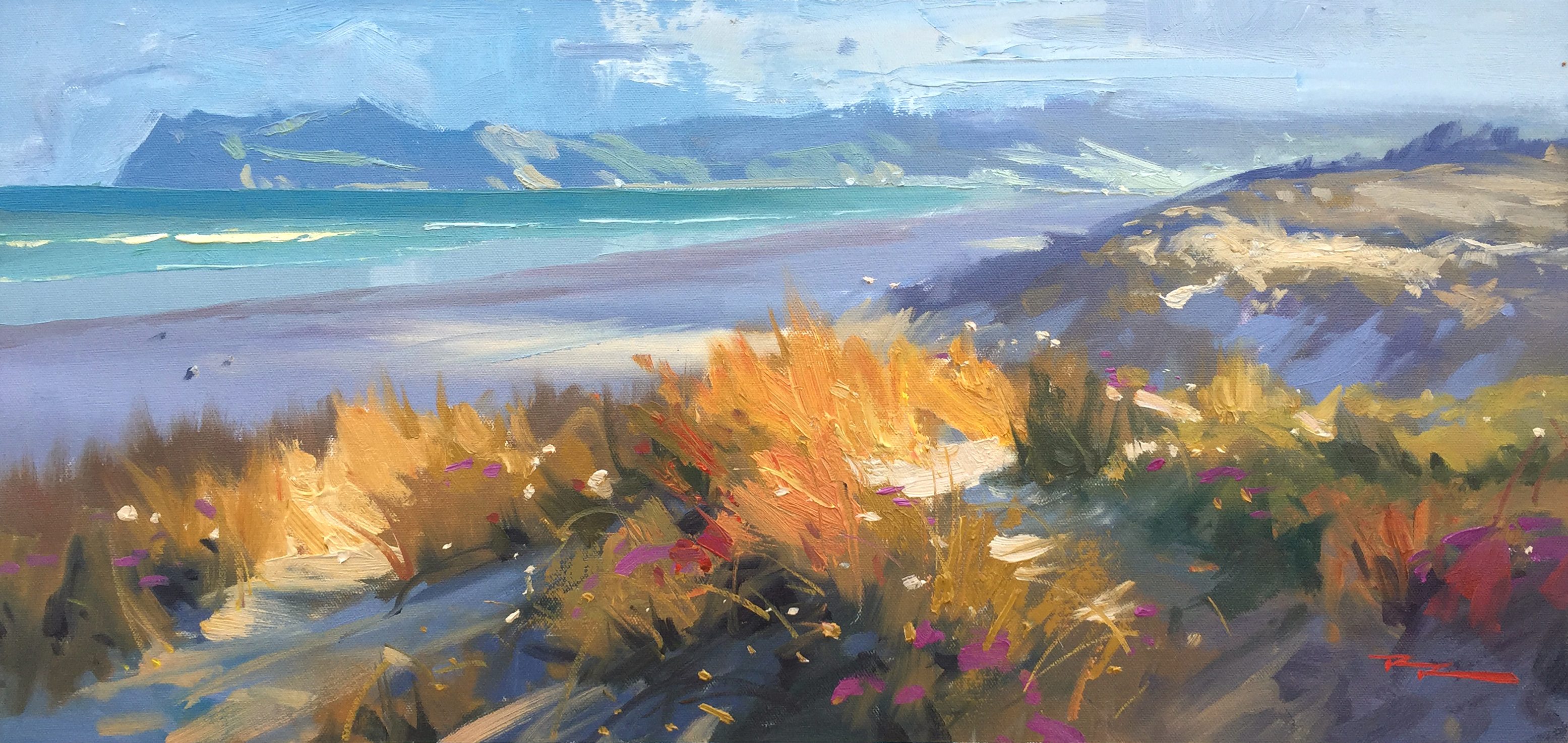 "Sunset Dunes" 11.5 x 25" Oil on Canvas by Richard Robinson.