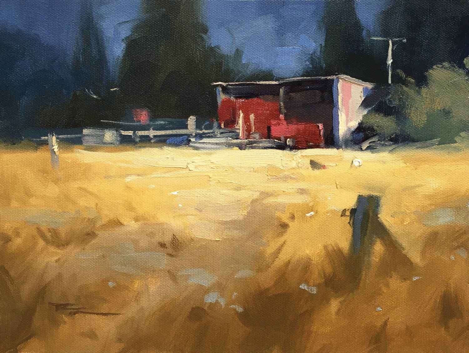 Rustic Farm Shed 10x12" Oil on Canvas