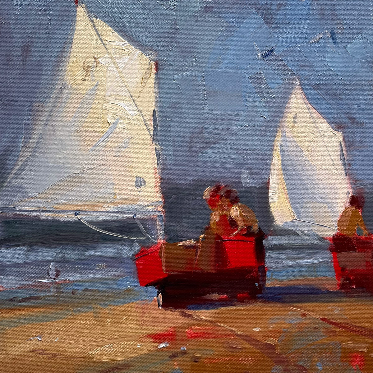 "The Red Boat" Oil on Canvas 15x15"