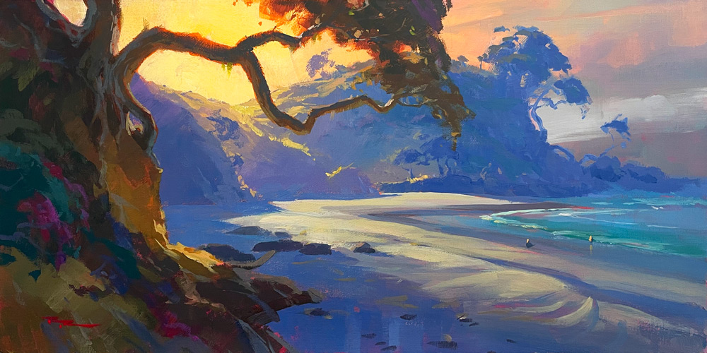 "Shelly Beach" 12x24" Acrylic on Linen by Richard Robinson