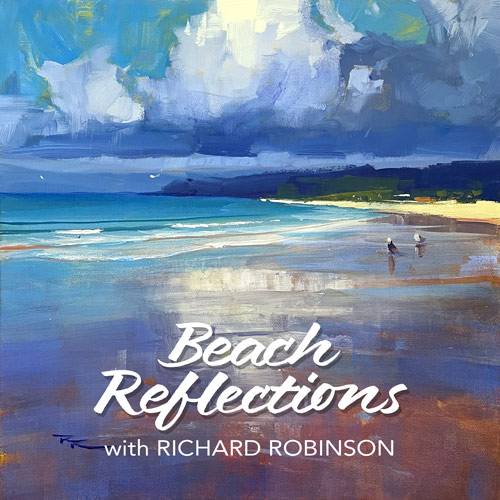 "Beach Reflections" 14x14" Acrylic on canvas by Richard Robinson